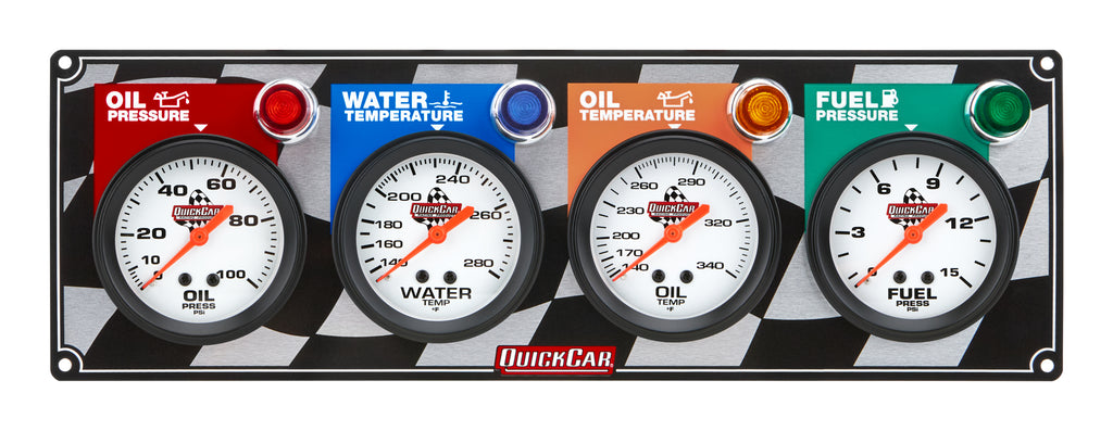 Quickcar Racing 4 Gauge Panel OP/WT/OT/ FP