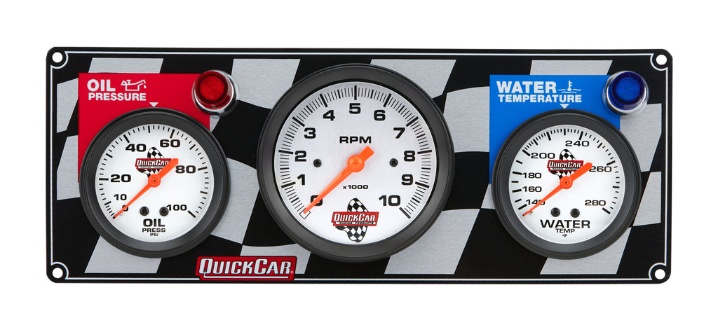 Quickcar Racing Gauge Panel OP/WT W/Tach