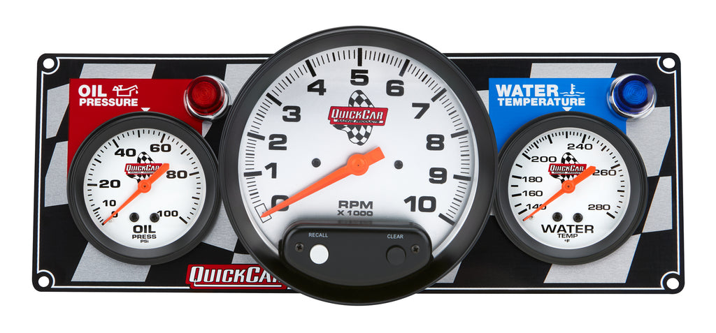 Quickcar Racing 2-1 Gauge Panel Tach OP/WT