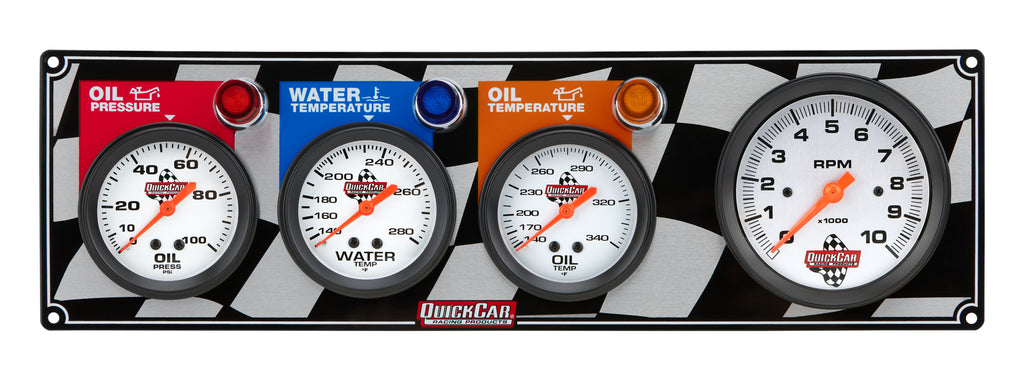 Quickcar Racing Gauge Panel OP/WT/OT w/ Tach