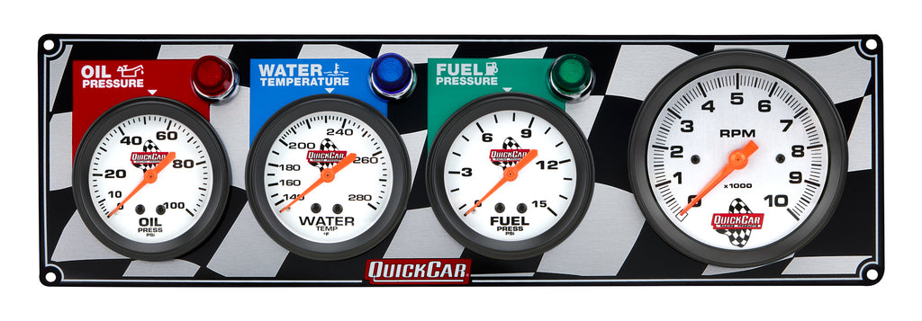 Quickcar Racing Gauge Panel OP/WT/FP w/Tach