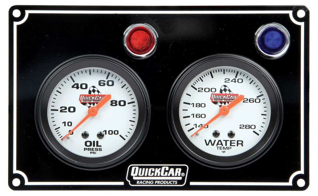 Quickcar Racing 2 Gauge Panel  OP/WT Black