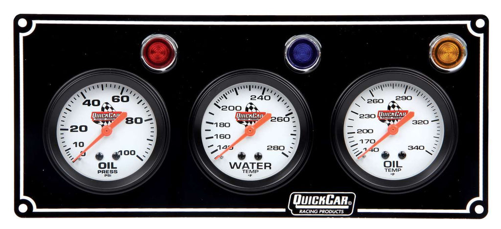 Quickcar Racing 3 Gauge Panel  OP/WT/OT Black