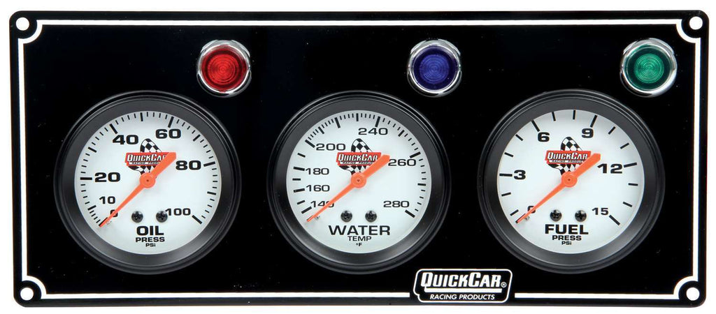 Quickcar Racing 3 Gauge Panel  OP/WT/FP Black