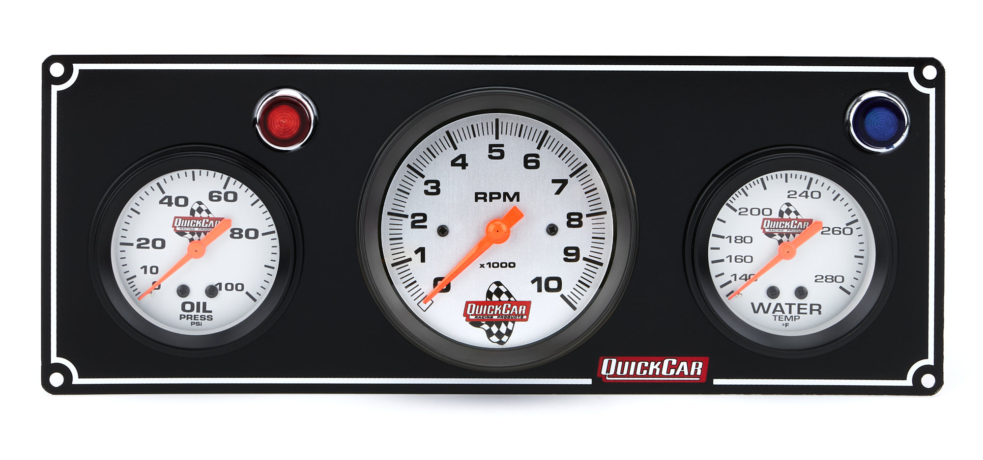 Quickcar Racing 2-1 Gauge Panel OP/WT w/ 3in Tach Black
