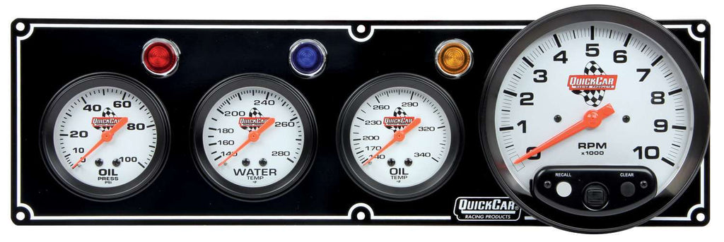 Quickcar Racing 3-1 Gauge Panel OP/WT/OT w/5in Tach Black