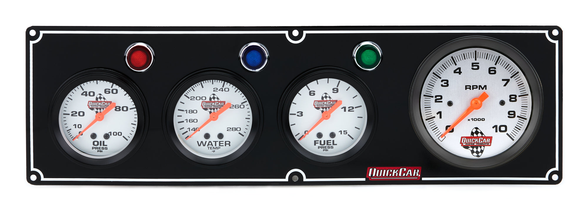 Quickcar Racing 3-1 Gauge Panel OP/WT/FP w/3-3/8in Tach Black