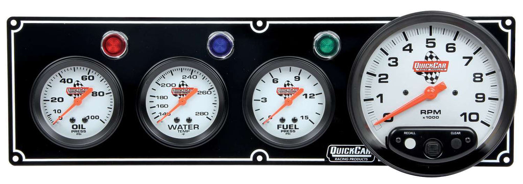 Quickcar Racing 3-1 Gauge Panel OP/WT/FP w/5in Tach Black