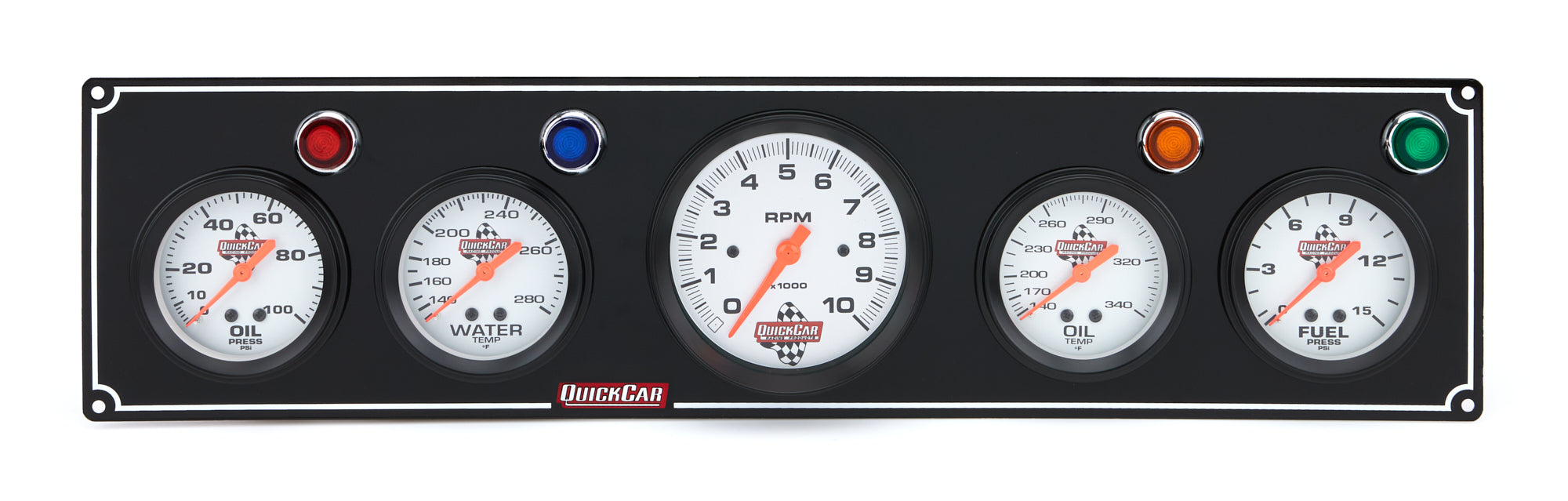 Quickcar Racing 3-1 Gauge Panel OP/WT/OP /FP w/3-3/8in Tach Black