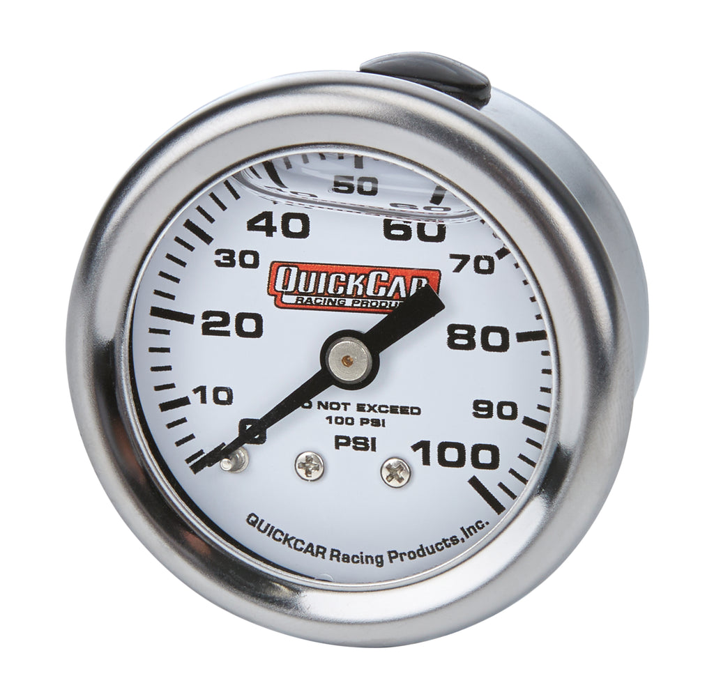 Quickcar Racing Pressure Gauge 0-100 PSI 1.5in Liquid Filled