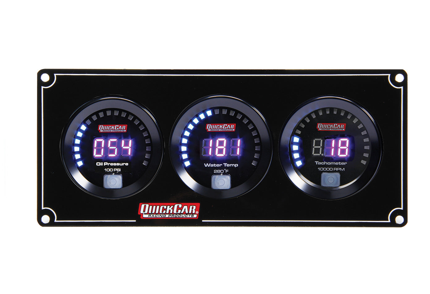 Quickcar Racing Digital 2-1 Gauge Panel OP/WT w/Tach