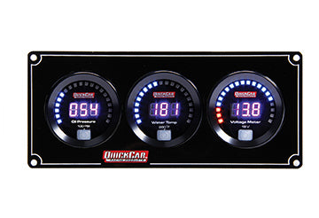Quickcar Racing Digital 3-Gauge Panel OP/WT Volts