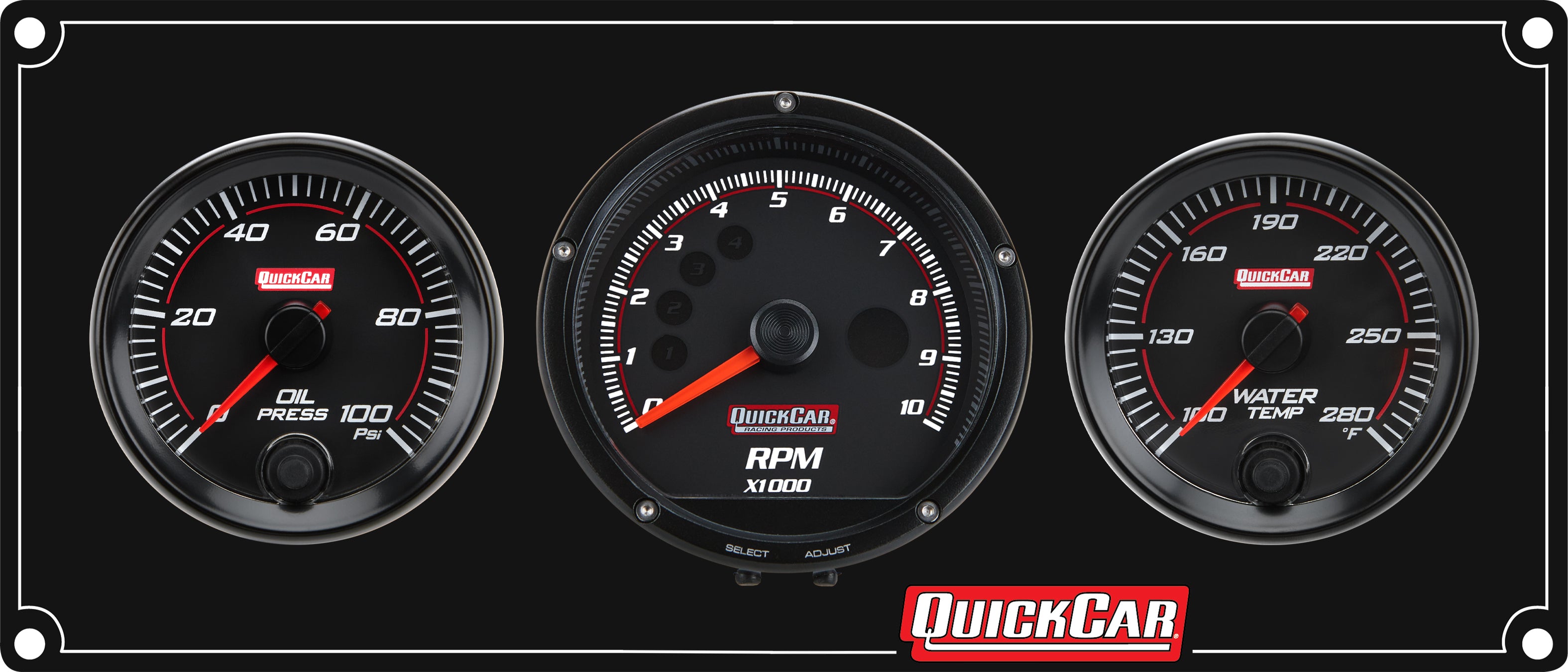 Quickcar Racing Redline 2-1 Gauge Panel OP/WT w/Recall Tach