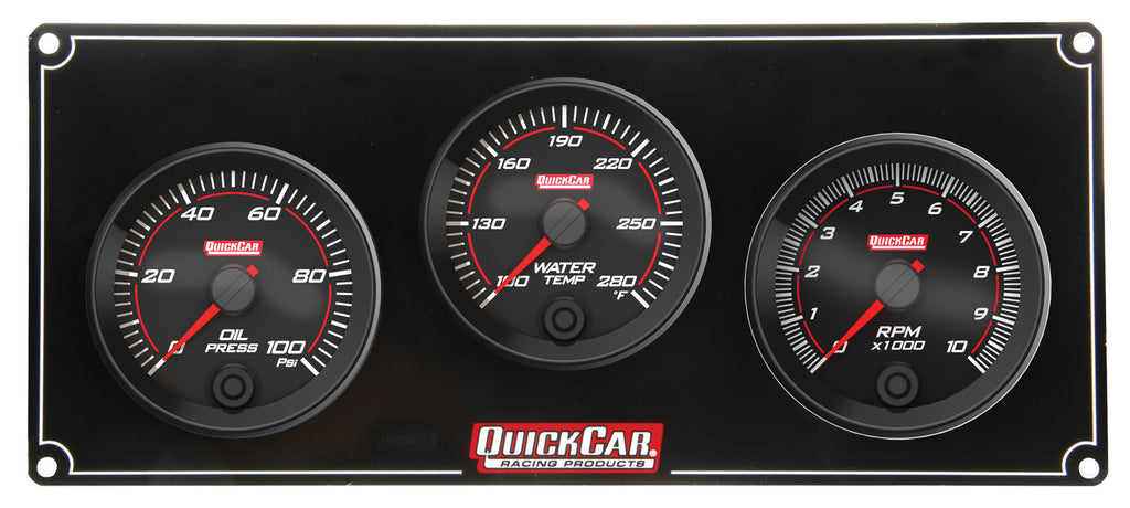 Quickcar Racing Redline 2-1 Gauge Panel OP/WT w/Recall Tach