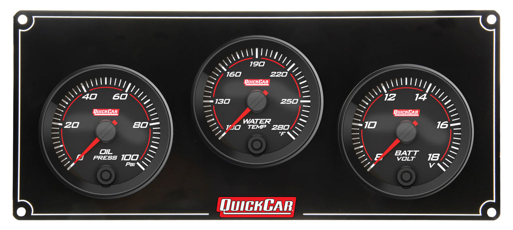 Quickcar Racing Redline 3 Gauge Panel OP/WT/VOLT