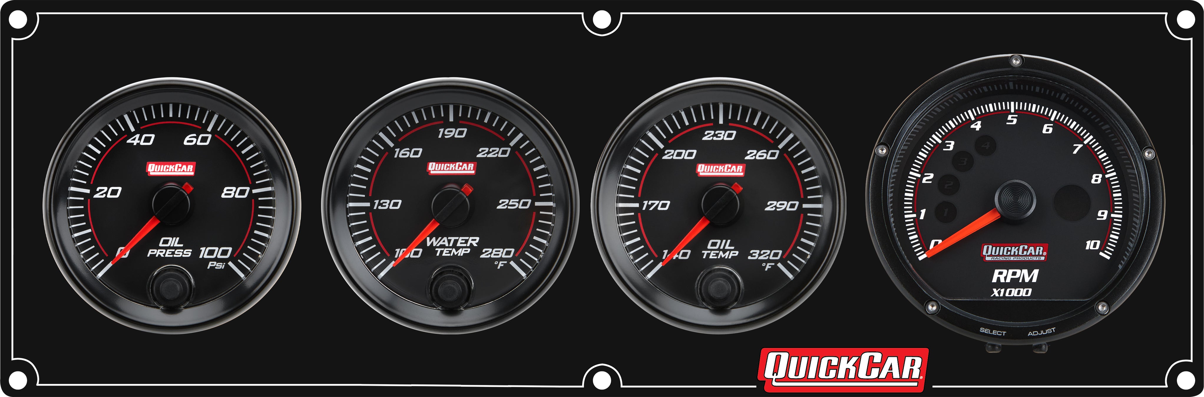 Quickcar Racing Redline 3-1 Gauge Panel OP/WT/OT w/Recall Tach