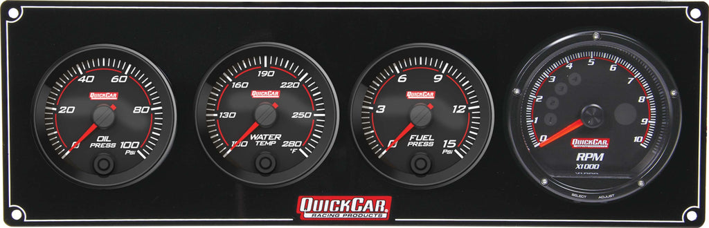 Quickcar Racing Redline 3-1 Gauge Panel OP/WT/FP w/Recall Tach