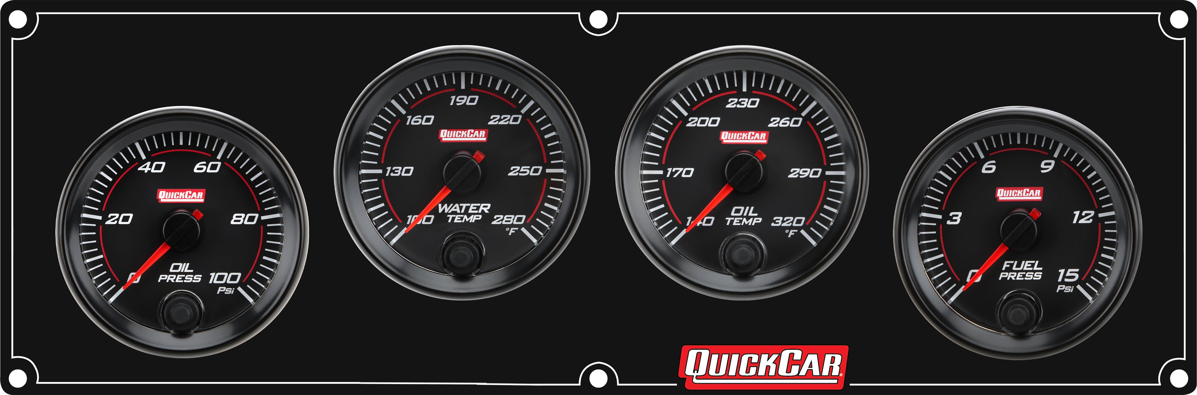 Quickcar Racing Redline 4-1 Gauge Panel OP/WT/OT/FP