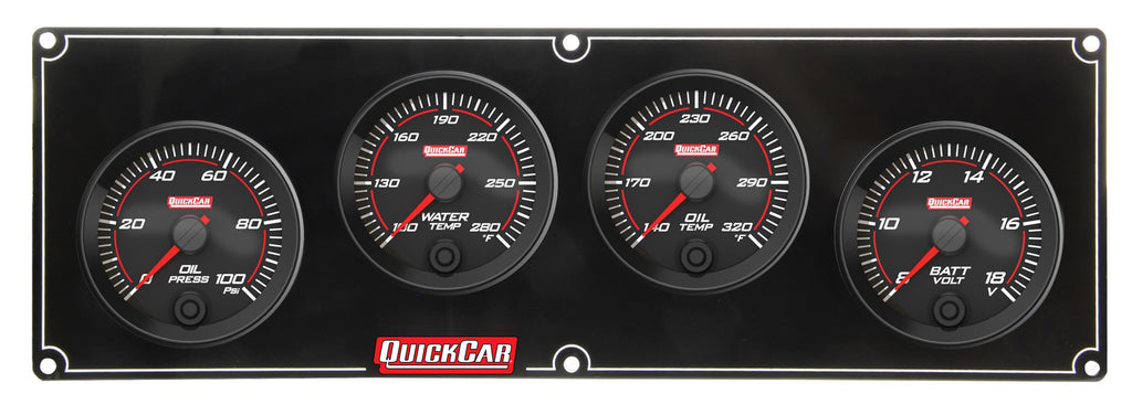 Quickcar Racing Redline 4 Gauge Panel OP/WT/OT/Volt