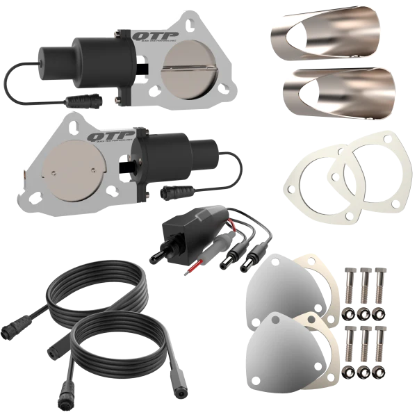 QTP Dual 3in Electric Valves / Wiring / 1 Toggle Switch / 2 2.75in DIY Cutout Pipes