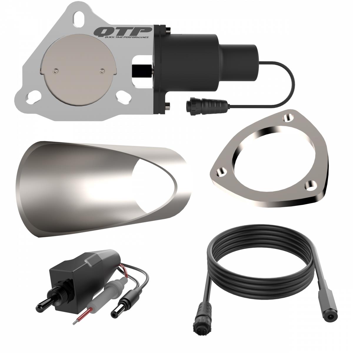 QTP Single 3in Electric Valve / Wiring / 1 Toggle Switch / 1 3in DIY Cutout Pipe