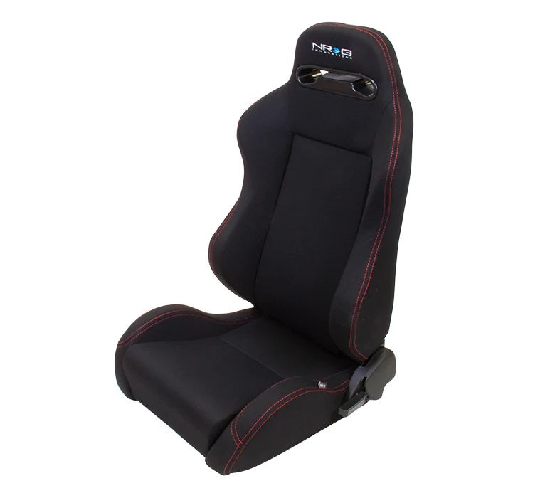NRG Innovations Seat Type-R  Reclinable Black Cloth w/Red Stitch