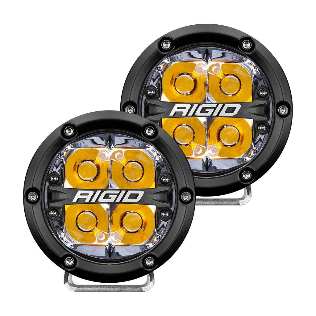 RIGID Industries 360-Series 4 Inch Off-Road LED Light, Spot Beam, Amber Backlight, Pair