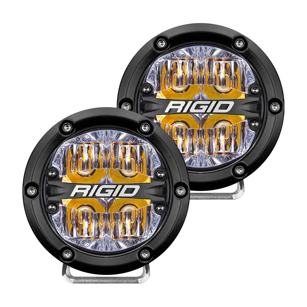 RIGID Industries 360-Series 4 Inch Off-Road LED Light, Drive Beam, Amber Backlight, Pair