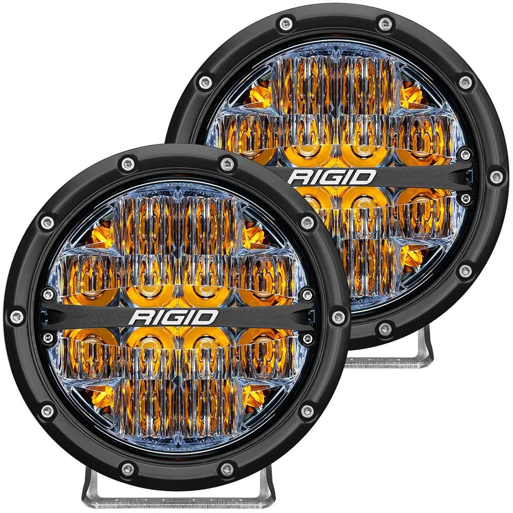 RIGID Industries 360-Series 6 Inch Off-Road LED Light, Drive Beam, Amber Backlight, Pair