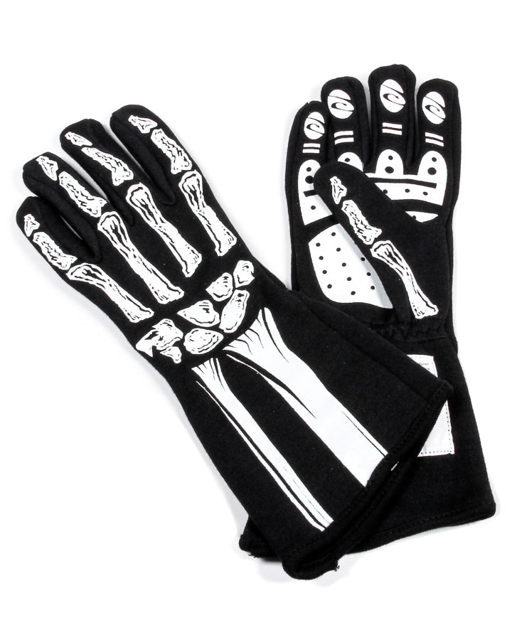 RJS Single Layer White Skeleton Gloves Medium