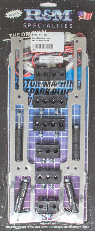 R and M Specialties Spark Plug Wire Loom SBC Polished Vertical