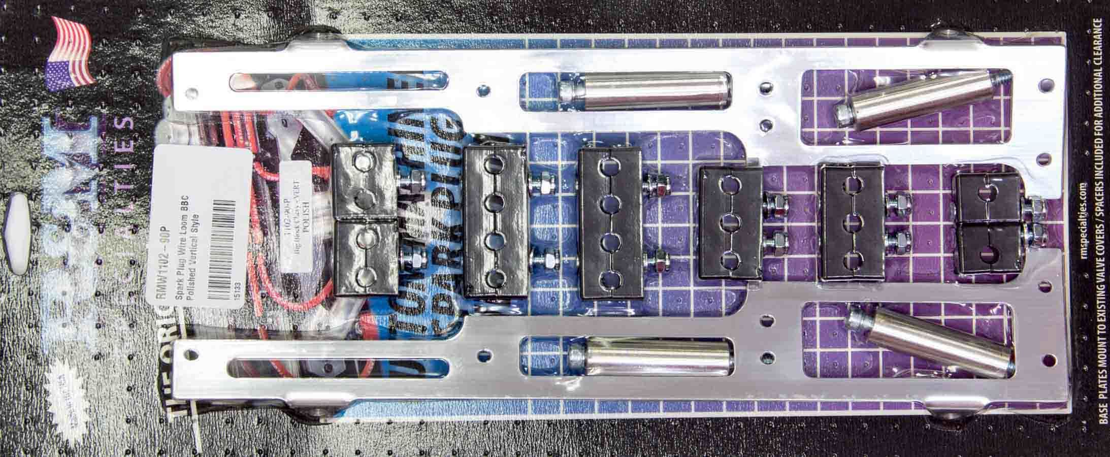 R and M Specialties Spark Plug Wire Loom BBC Polished Vertical Style