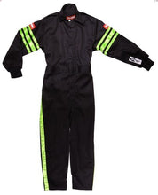 Cargar imagen en el visor de la galería, Racequip Black Suit Single Layer Kids XX-Small Green Trim