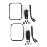 Rugged Ridge Stubby Trail Mirror Rect angular Pair Text Black