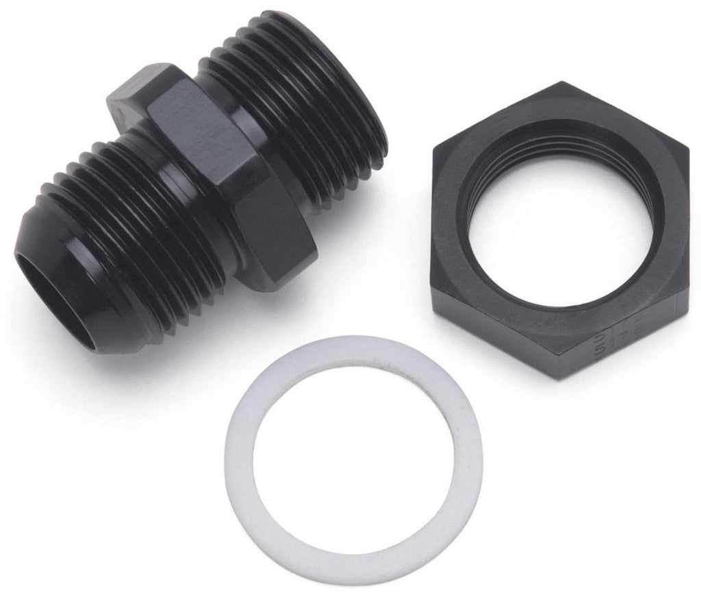 Straight 6AN Male to 6AN Male - Aluminum Black Anodized, Nut & PTFE Washer Included