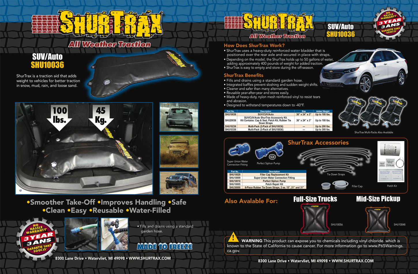 Shur Trax SUV/Auto Sell Sheet