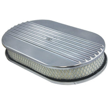 Cargar imagen en el visor de la galería, Specialty Products chrome - Archived Air Cleaner Kit  15in X 2in Oval Half Finned Top