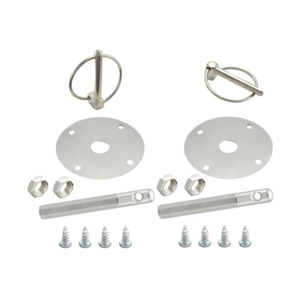 Hood Pin Kit Flip-Over Clips 1/2in Dia. Silver