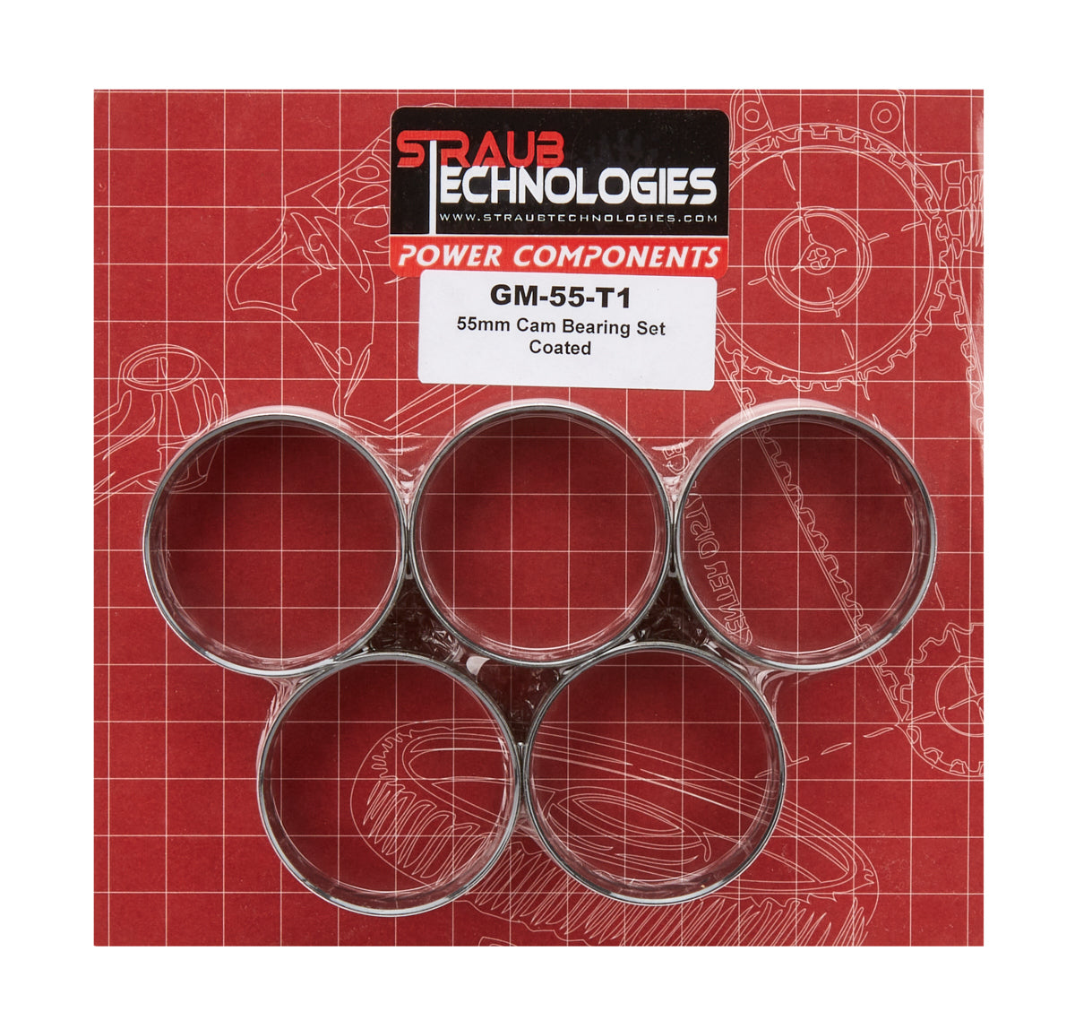 Straub Technologies 55mm Babbit Cam Bearing Set -Coated w/1 Hole
