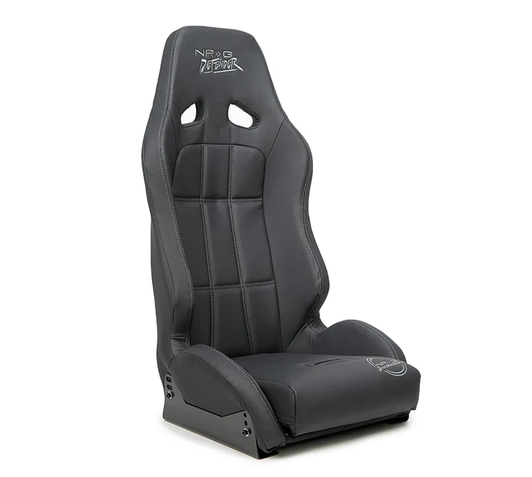 NRG Defender Water Resistant Steel Frame Susp. Seat - Black w/Black Trim/Defender Logo/Side Bracket