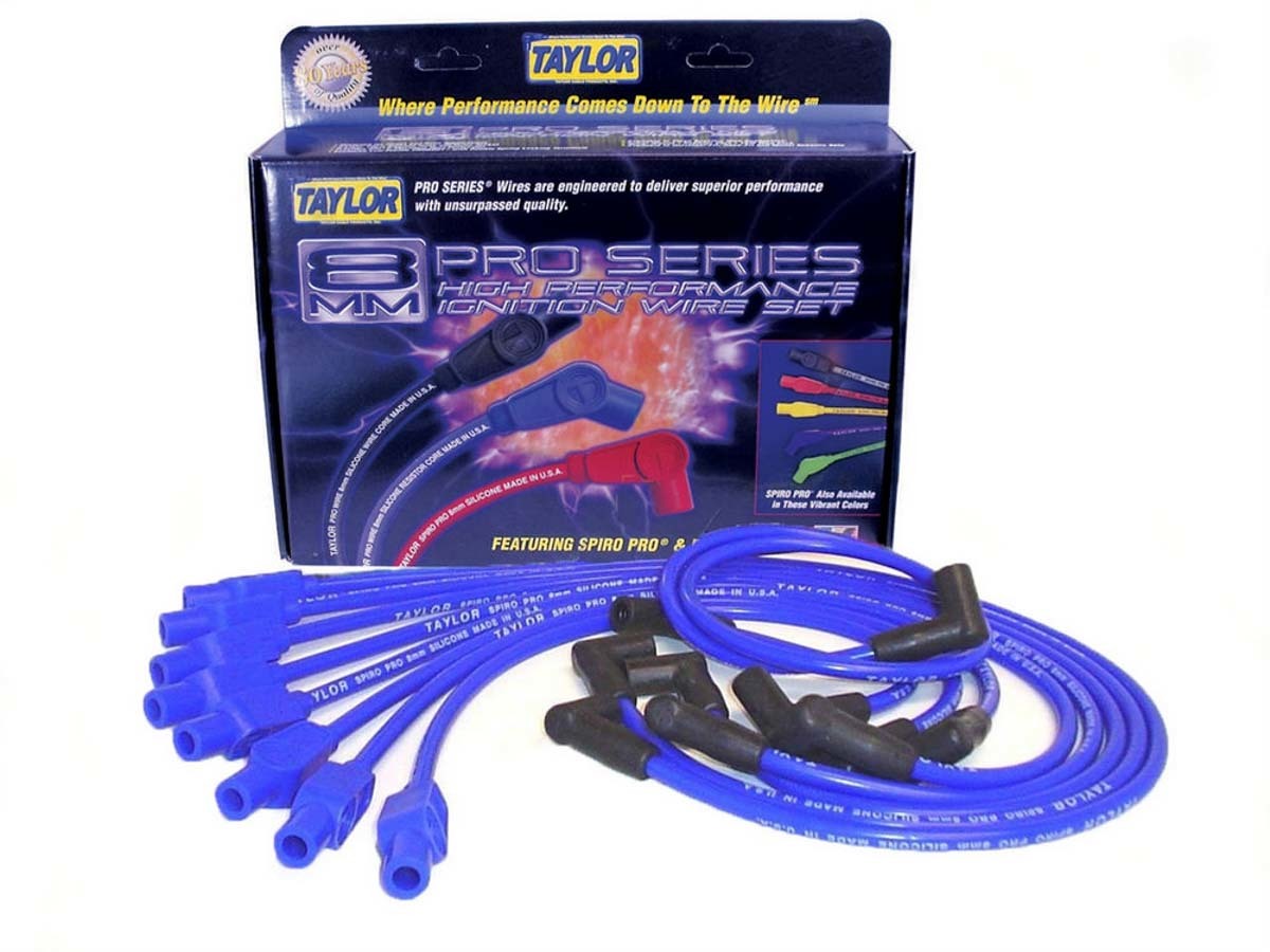 Taylor Cable Blue Spiro-Pro 8 Cylindr Plug Wire Set