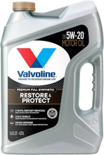 Load image into Gallery viewer, Valvoline 5w20 Motor Oil Restore &amp; Protect 5 Quart Bottle