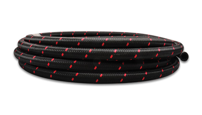 Vibrant Performance 5ft Roll -4 Black Red Ny lon Braided Flex Hose