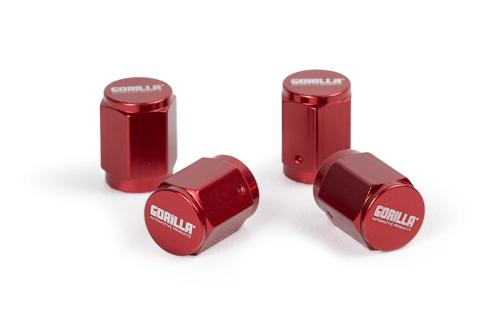 GORILLA VALVE STEM CAP ALUM RED 4-PACK