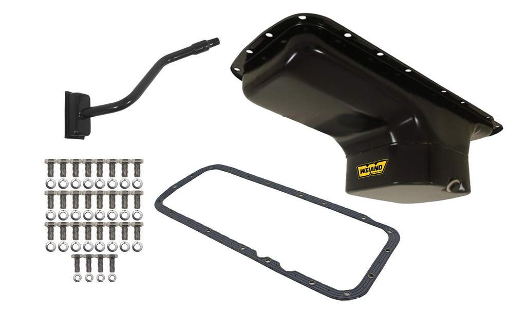 Weiand 7qt Oil Pan Kit BBM B/RB Black Finish Center Sump