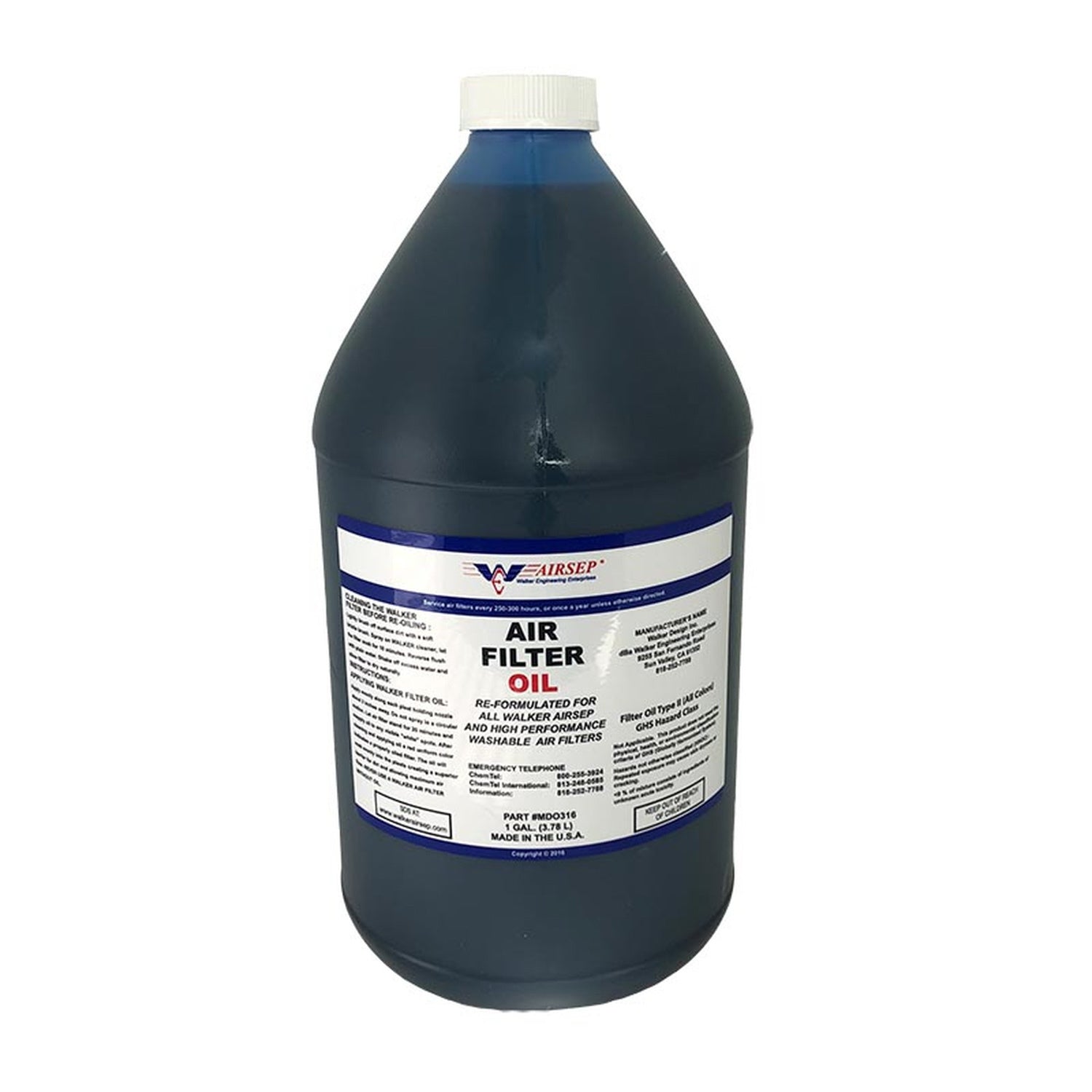 Walker Performance Filtration Air Filter Oil Gallon