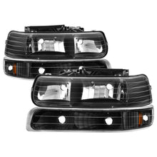 Cargar imagen en el visor de la galería, Xtune Chevy TahOE 00-06 Amber Crystal Headlights w/ Bumper Lights Black HD-JH-CSIL99-SET-AM-BK