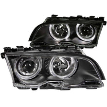 Cargar imagen en el visor de la galería, Faros delanteros con proyector ANZO 1999-2001 BMW Serie 3 E46 con Halo negro