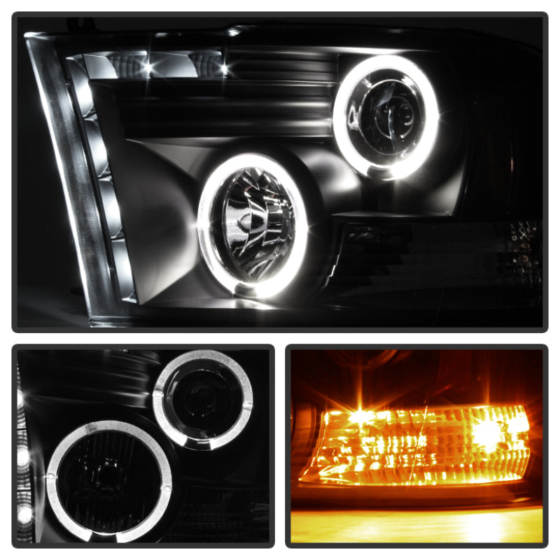 Faros delanteros de proyector Spyder Dodge Ram 1500 09-14 10-14 Halógeno - LED Halo LED - Negro PRO-YD-DR09-HL-BK