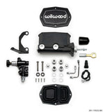 Wilwood Compact Tandem M/C - 7/8in Bore w/Bracket and Valve fits Mustang (Pushrod) - Black